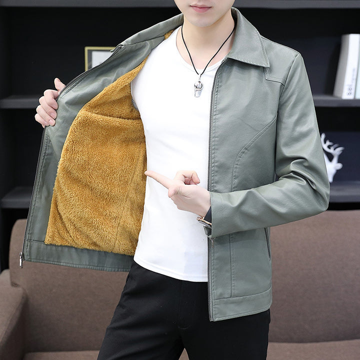 Herren Lederoptik-Zipblouson mit wärmender Teddyinnenlage und minimaler Nahtführung Echoarchiv