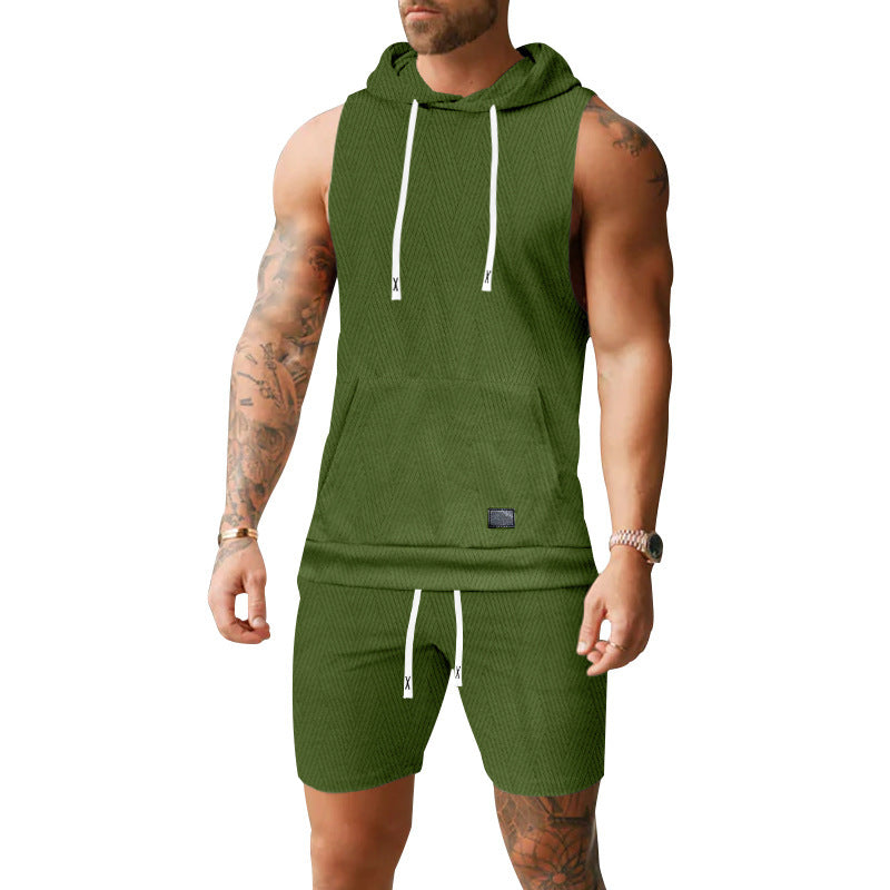 Herren Sportliches Kurzarm-Hoodie-Set Echoarchiv