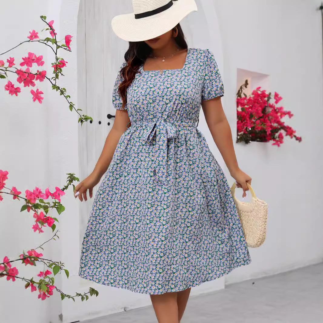 Damen Midi Kleid mit floralem Allover-Print und Puffärmeln Echo Archiv