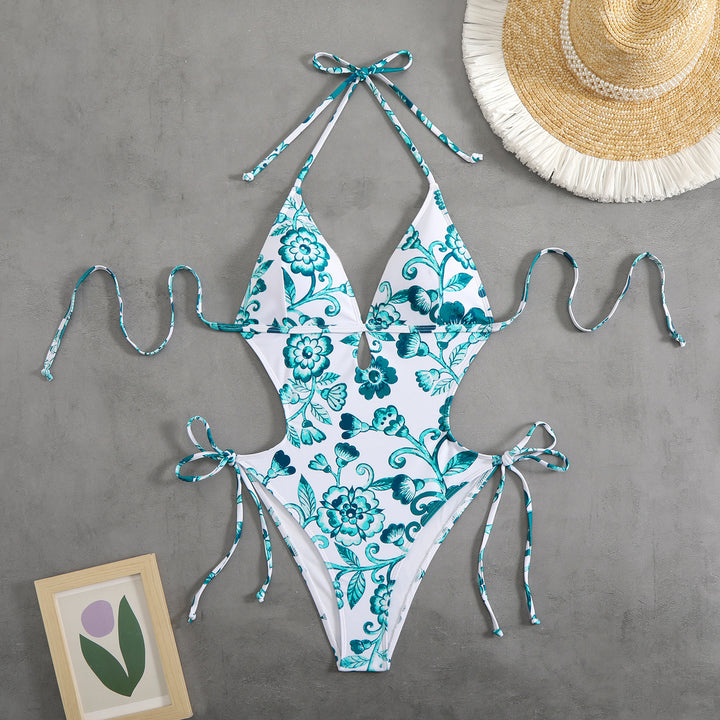 Damen ganzflächiger Bikini mit verspieltem floralen Design Echo Archiv