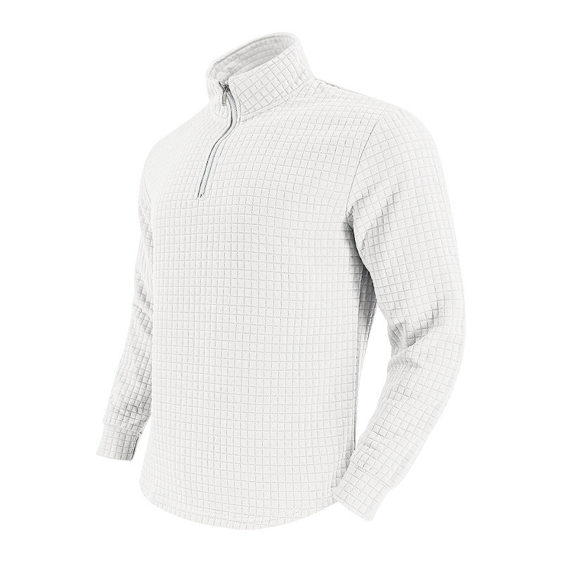 Herren Stepp-Quarter-Zip-Pullover mit Karomuster und Stehkragen Echoarchiv