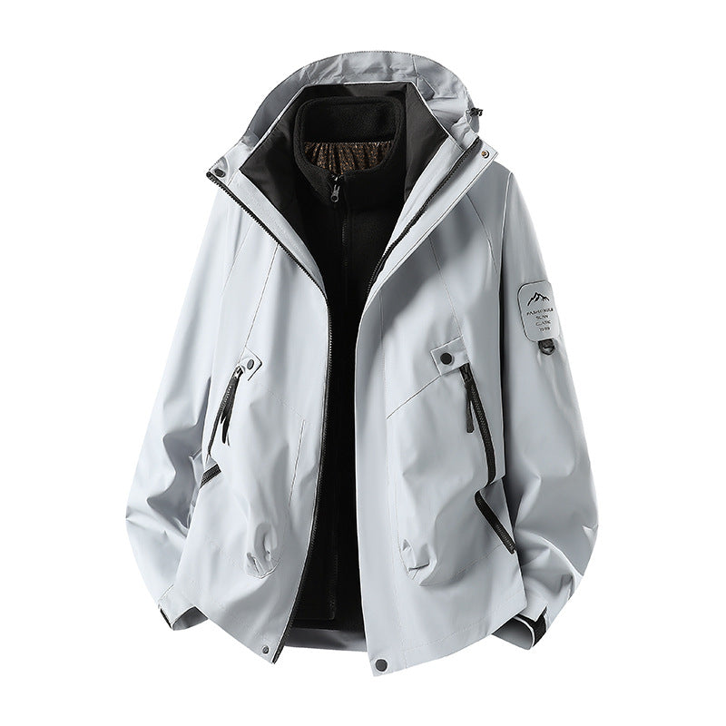 Herren Zwei-in-eins Wetterschutzjacke mit abnehmbarer Steppweste und verstellbarer Kapuze Echoarchiv