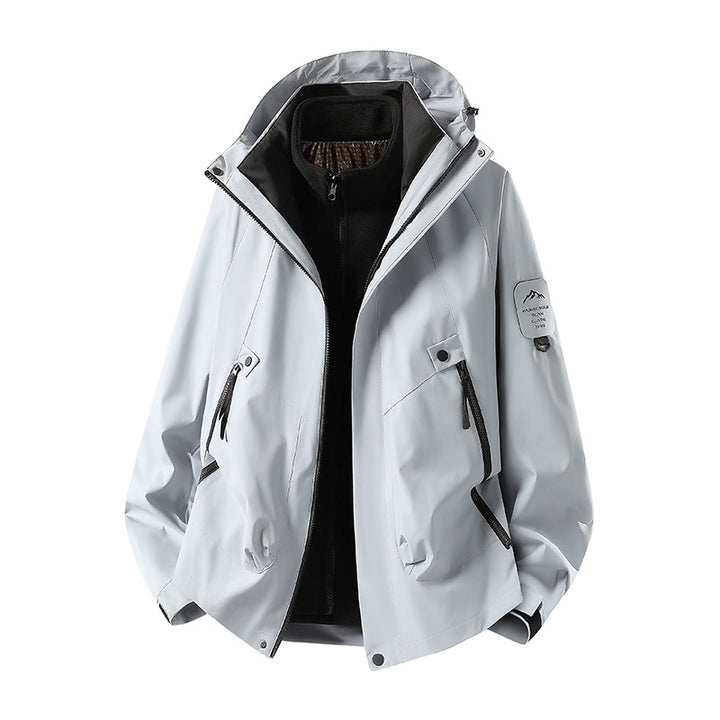 Herren Zwei-in-eins Wetterschutzjacke mit abnehmbarer Steppweste und verstellbarer Kapuze Echoarchiv