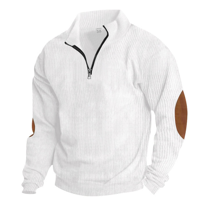 Herren Pullover mit Stehkragen und Lederapplikationen Echoarchiv