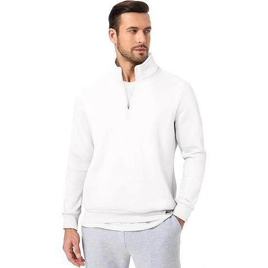 Herren nan halbzip Pullover aus schwerer Baumwollmischung mit hohem Stehkragen und gerippten Bündchen Echo Archiv