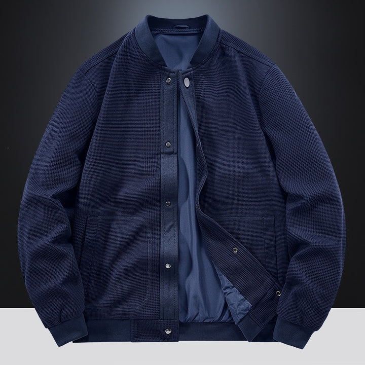 Herren Waffelstrick-Bomberjacke mit verdeckter Druckknopfblende und leichter Thermofütterung Echoarchiv