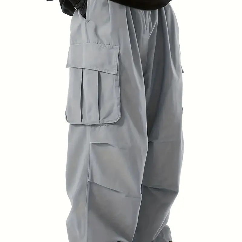 Herren Weite Utility-Cargohose mit übergroßen Klappentaschen & elastischem Tunnelzugbund Echo Archiv