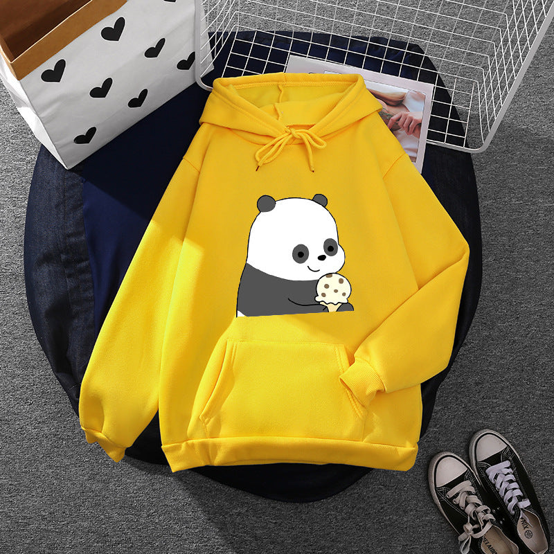 Damen oversized Kapuzenpullover im Streetstyle mit weichem Fleece-Innenfutter, Kängurutasche und farbenfrohem Cartoon-Katzen-Planet-Print – Auréline