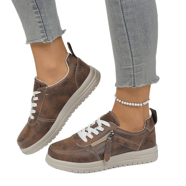 Damen modische Plateau-Sneaker mit seitlichem Reißverschluss, gepolstertem Memory-Fußbett und rutschfester Profilsohle Echo Archiv