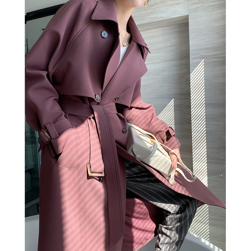Damen Trenchcoat mit doppelter Knopfleiste und Taillengürtel Echoarchiv