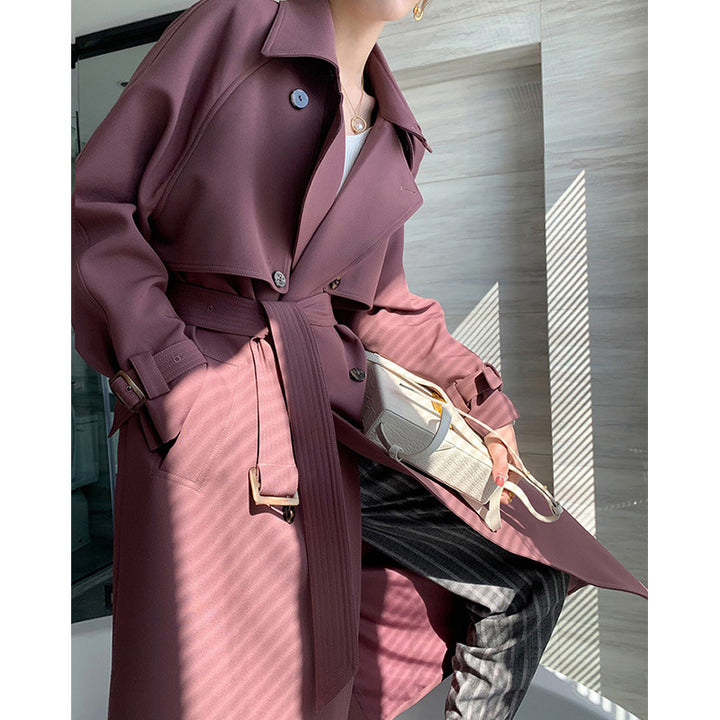 Damen Trenchcoat mit doppelter Knopfleiste und Taillengürtel Echoarchiv