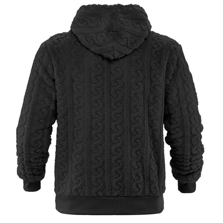 Unisex Kuscheliger Teddy-Hoodie mit Zopfstrick-Optik und Kängurutasche Echo Archiv