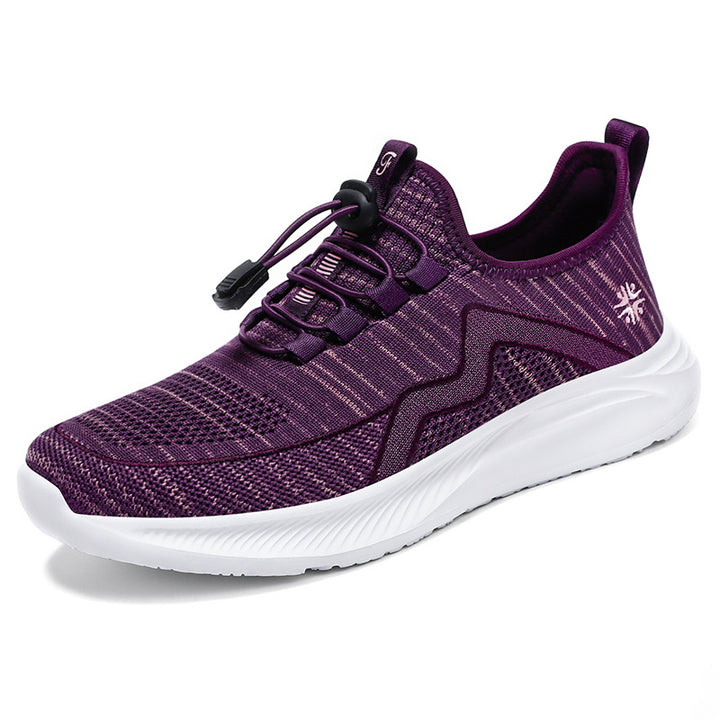 Damen nan gestrickte Slip-On-Sneaker mit elastischer Schnürung, gepolsterter Innenfütterung und dämpfender Profilsohle Echo Archiv