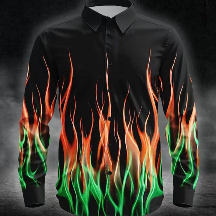 Herren Langarmhemd mit innovativem Flammenmuster Echoarchiv