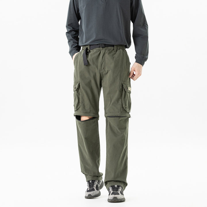 Herren Abnehmbare Cargo-Zip-Hose mit Reißverschluss-Bein, Multifachtaschen und integriertem Gürtel Echo Archiv