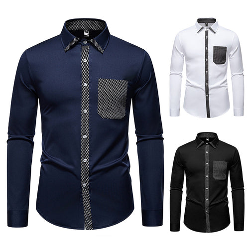 Herren Feines Langarm-Hemd mit Kontrastpunkt-Details, Slim-Fit und Brusttasche Echo Archiv