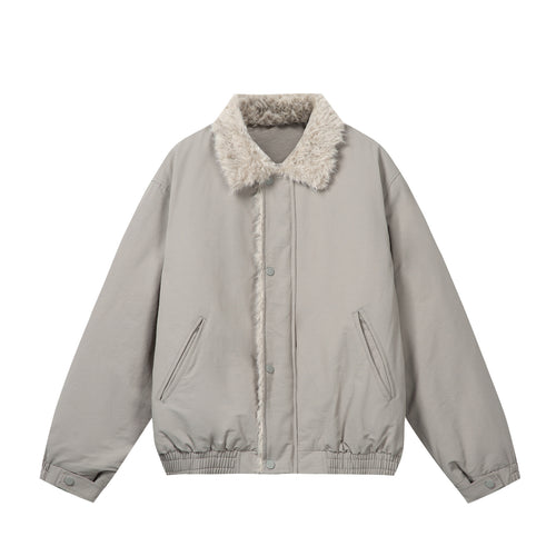Damen Minimalistische Thermo‑Blousonjacke mit Kunstfell‑Umlegekragen und elastischem Tunnelzugsaum Echoarchiv
