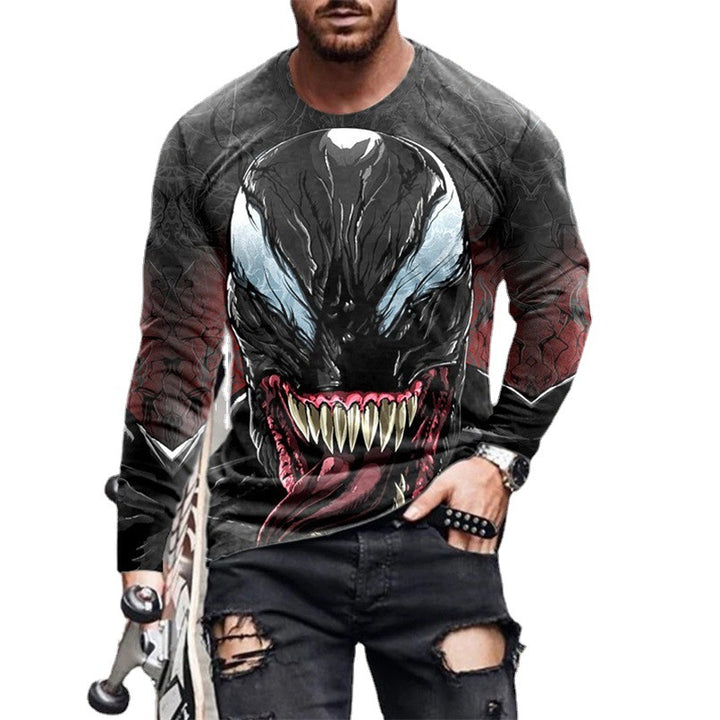 Herren Langarm T-Shirt mit künstlerischem Venom-Design Echoarchiv