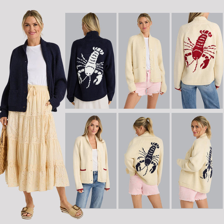 Damen Grobstrick Rollkragenpullover mit Hummer-Intarsie und lässiger Oversize-Passform Echoarchiv