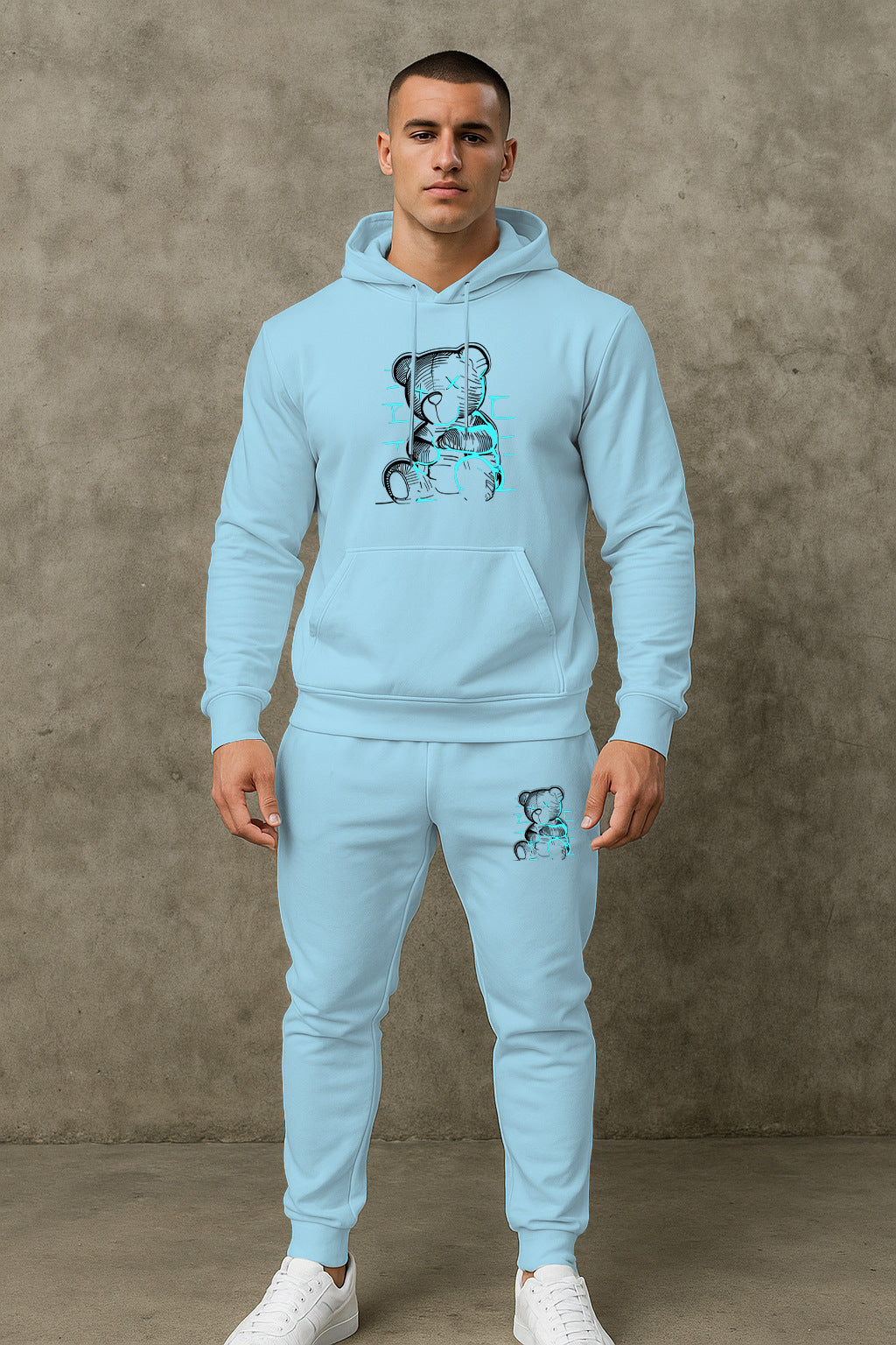 Herren bequemer Hoodie und Jogginghose Set mit einzigartigem Grafikdruck Echoarchiv