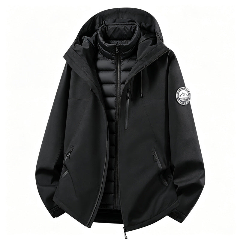 Damen kombinierbare Softshell-Outdoormantel mit abnehmbarer gepolsterter Innenjacke – Célinea