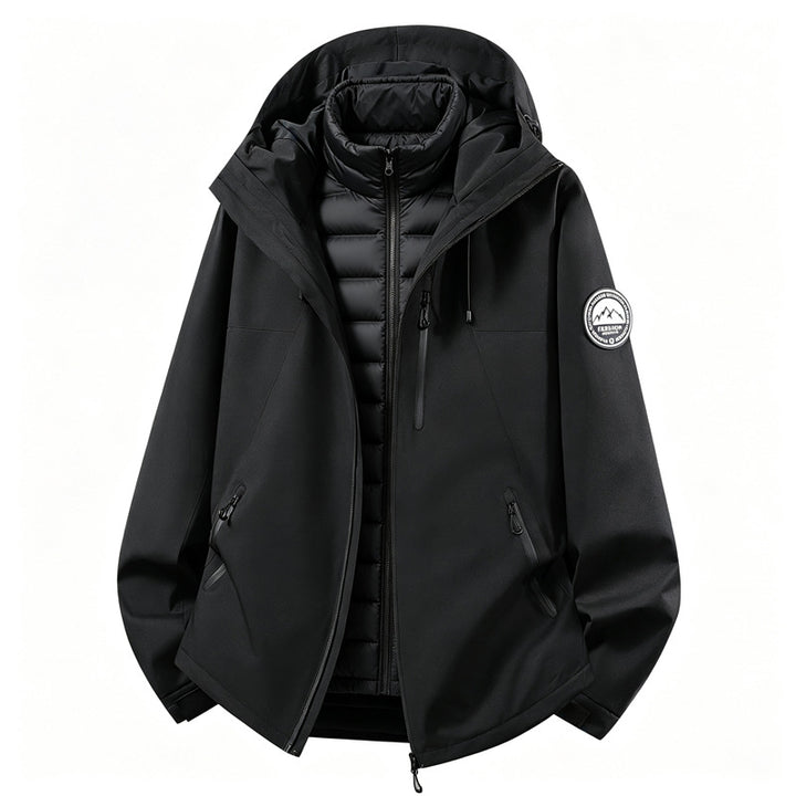 Damen kombinierbare Softshell-Outdoormantel mit abnehmbarer gepolsterter Innenjacke – Célinea