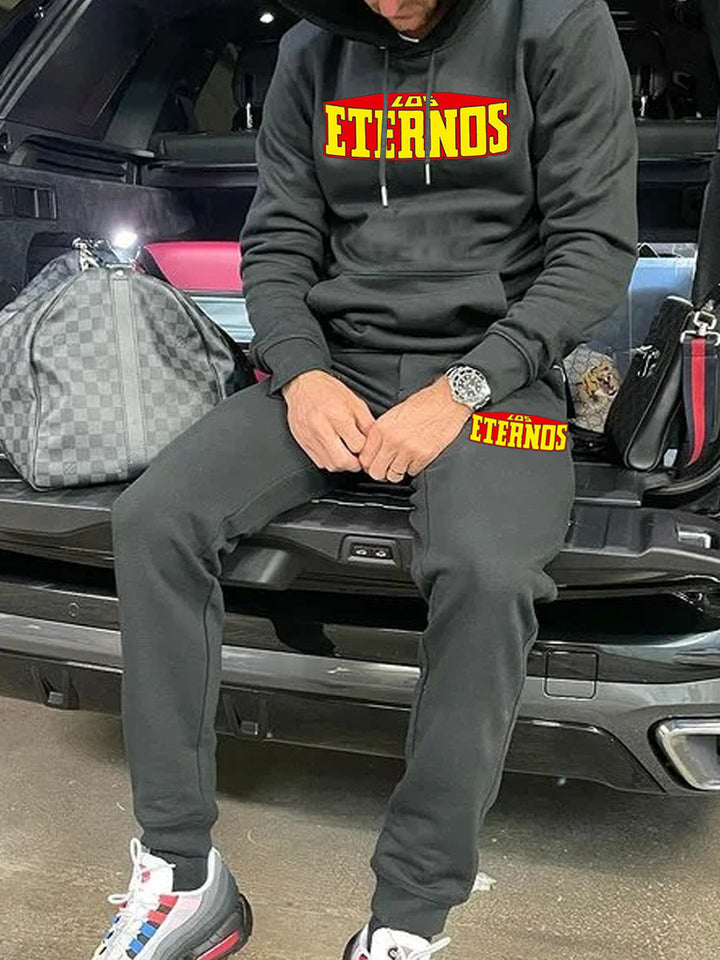 Herren Sportliches Hoodie- und Jogginghose-Set mit auffälligem Logo Echoarchiv