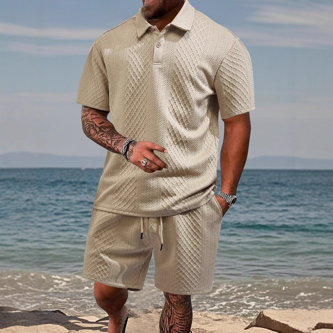 Herren Polo-Shorts-Set im strukturierten Design Echoarchiv