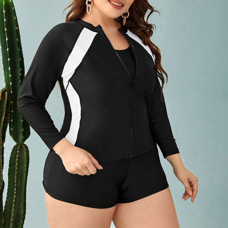 Damen Sportlicher Badeanzug mit langärmliger Jacke und Shorts Echo Archiv
