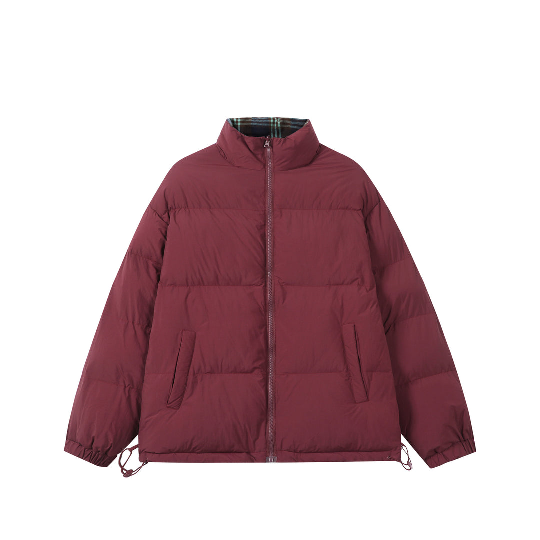 Unisex Boxy-Kurzparka mit gesteppter Isolierung, Tunnelzugsaum und kariert gefüttertem Kragen Echoarchiv