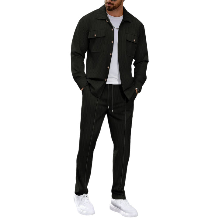 Herren Waffelstruktur Hemdjacke und Relaxhose Set Echoarchiv