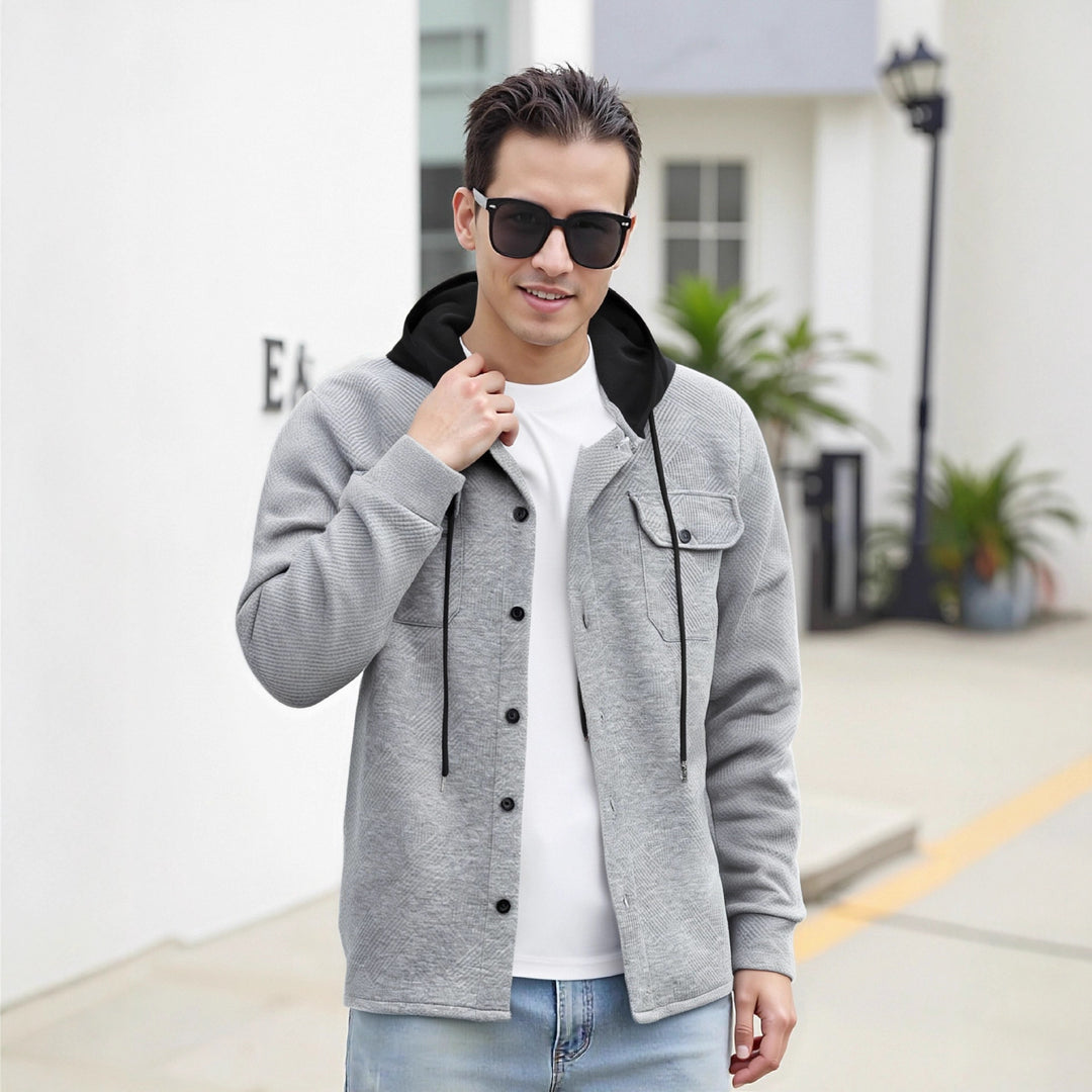 Herren modische Hybrid-Jacke mit abnehmbarer Kapuze und praktischen Taschen Echoarchiv
