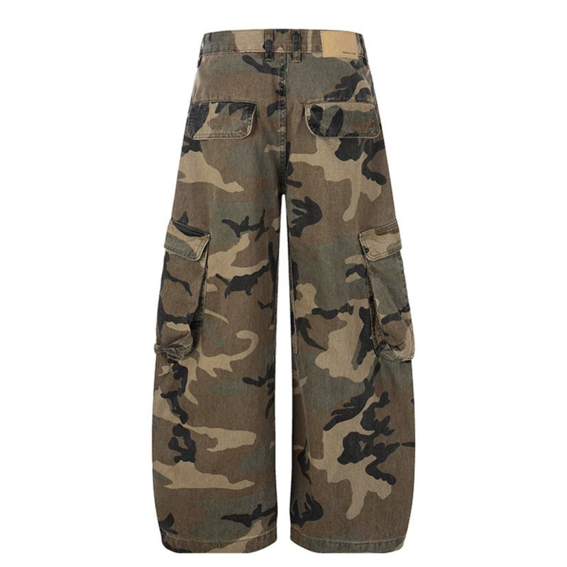 Damen weite Cargo-Hose im Camouflage-Print mit Multi-Taschen Echoarchiv