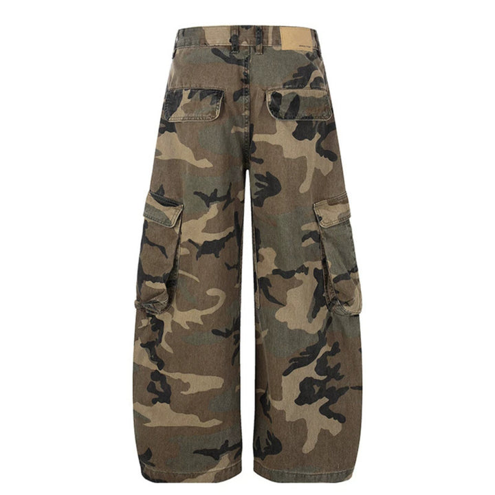 Damen weite Cargo-Hose im Camouflage-Print mit Multi-Taschen Echoarchiv