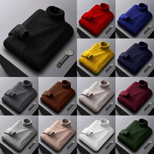 Herren nan grob gestrickter Rollkragenpullover mit Zopfmuster und wärmender Strickstruktur Echo Archiv