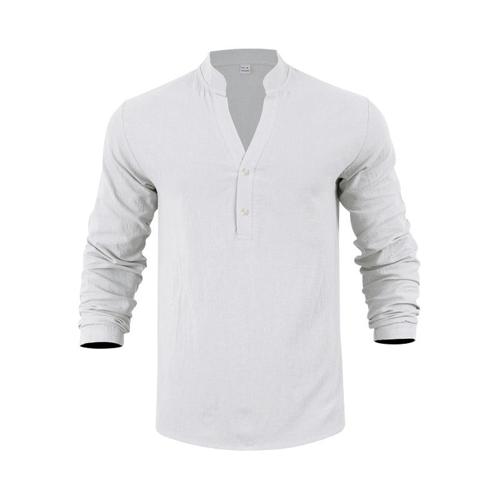 Herren Langarm-Henley-Shirt mit bequemen Knöpfen und lässigem Schnitt Echoarchiv