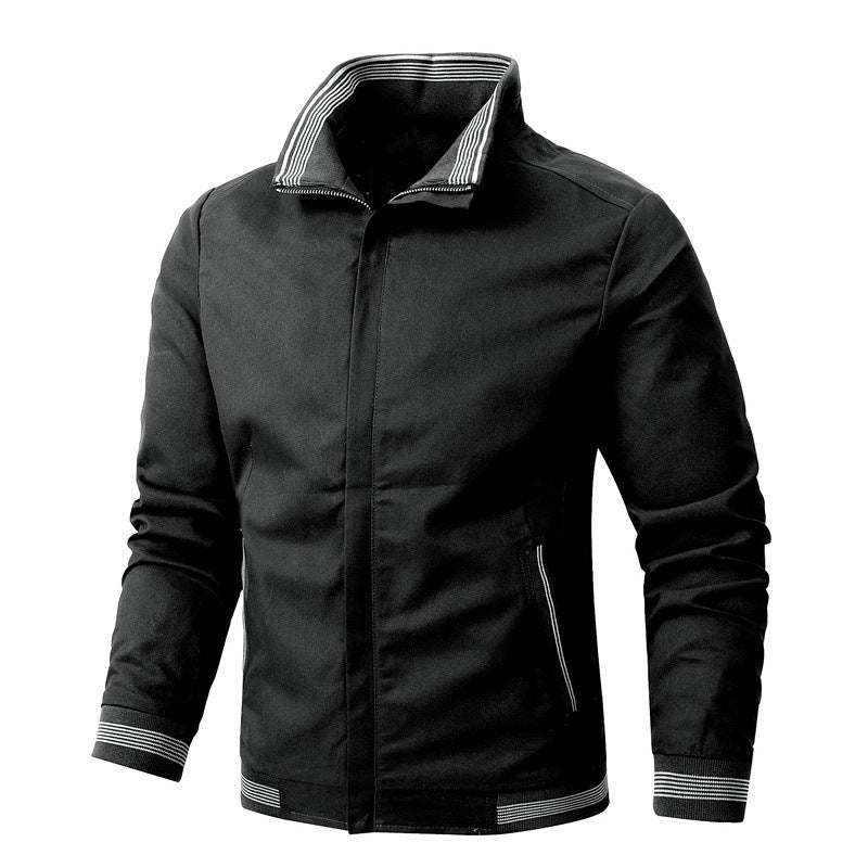 Herren nan sportlich-urbane Harrington-Jacke mit gestreiftem Stehkragen und verdeckter Druckknopfleiste Echo Archiv