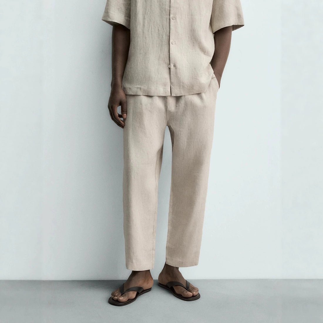 Herren Leinenhose mit elastischem Bund und Kordel Echo Archiv