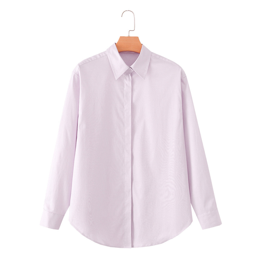 Damen Klassische Oversize-Hemdbluse mit verdeckter Knopfleiste und abgerundetem Saum Echo Archiv