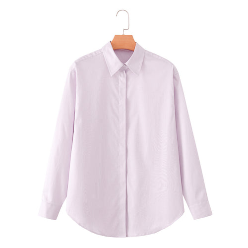 Damen Klassische Oversize-Hemdbluse mit verdeckter Knopfleiste und abgerundetem Saum Echo Archiv