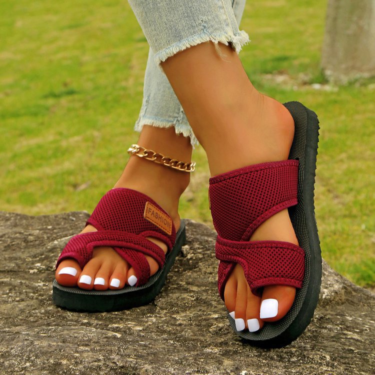 Damen Atmungsaktive Mesh-Sandalen mit orthopädischer Sohle und gekreuzten Komfortriemen – Sorelia