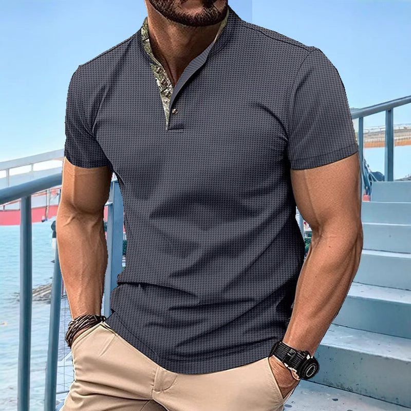 Herren Poloshirt mit modischem Kragen und strukturierter Oberfläche Echoarchiv