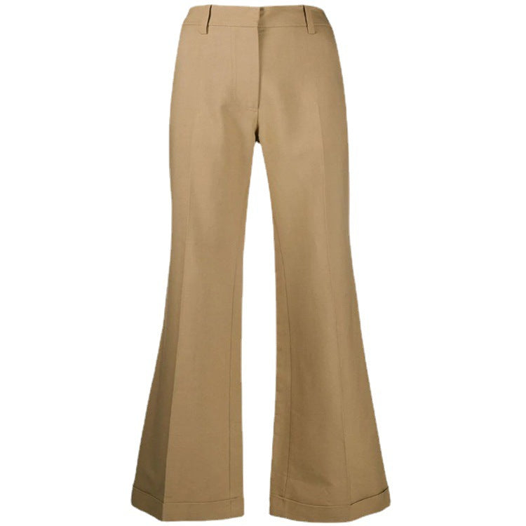 Damen Hochtaillierte Weite Tailoring‑Hose mit Bügelfalte und Aufschlag Echoarchiv