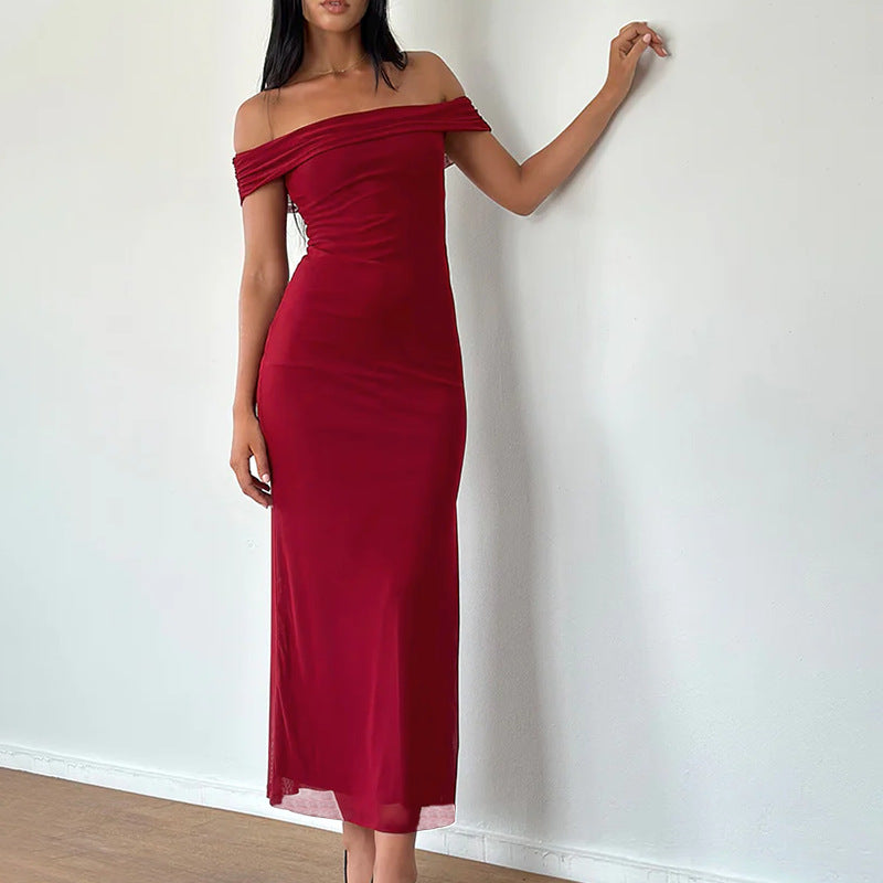 Damen Off-Shoulder Maxikleid mit elegantem Drapierungsdesign Echo Archiv