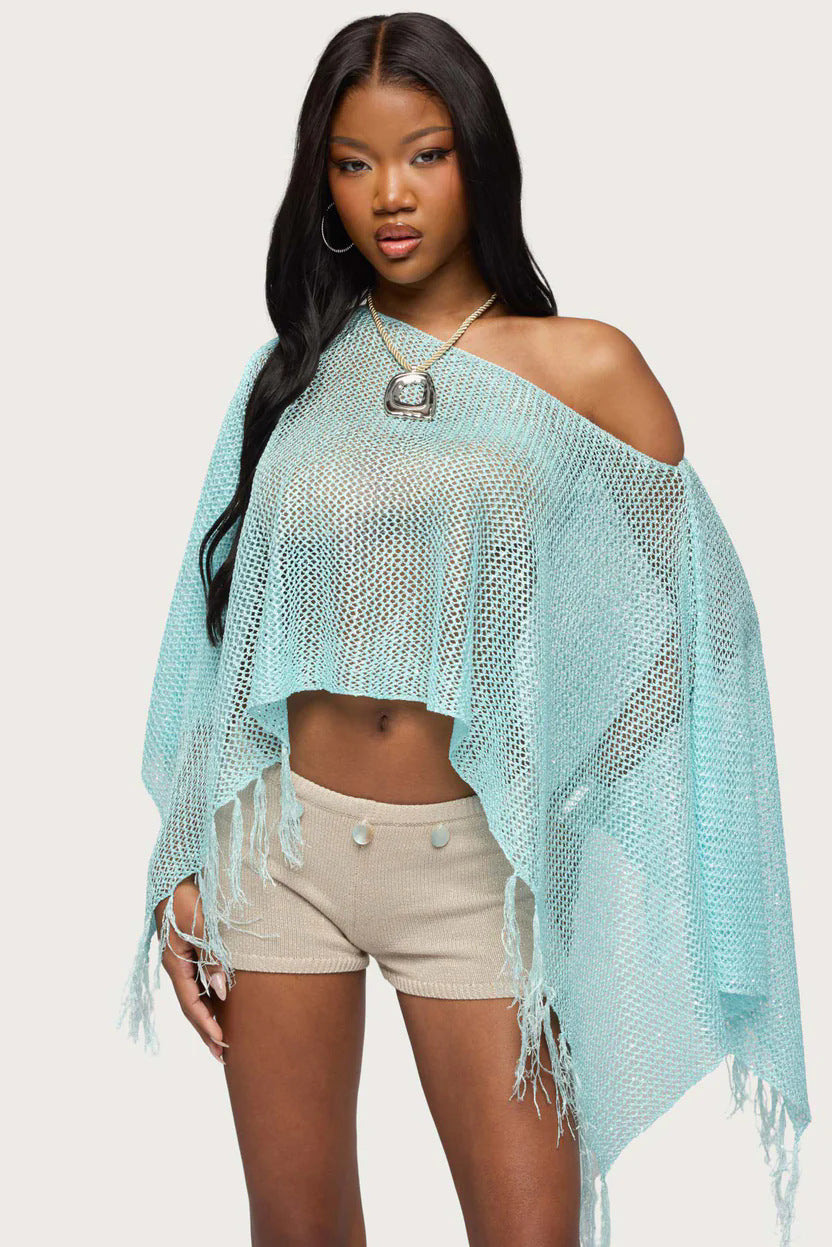 Damen Netzponcho mit funkelnden Akzenten Echo Archiv