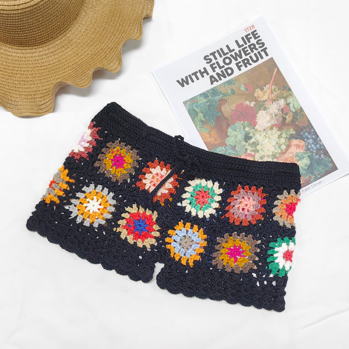 Damen Häkelshorts mit buntem Granny-Quadrat-Muster Echo Archiv