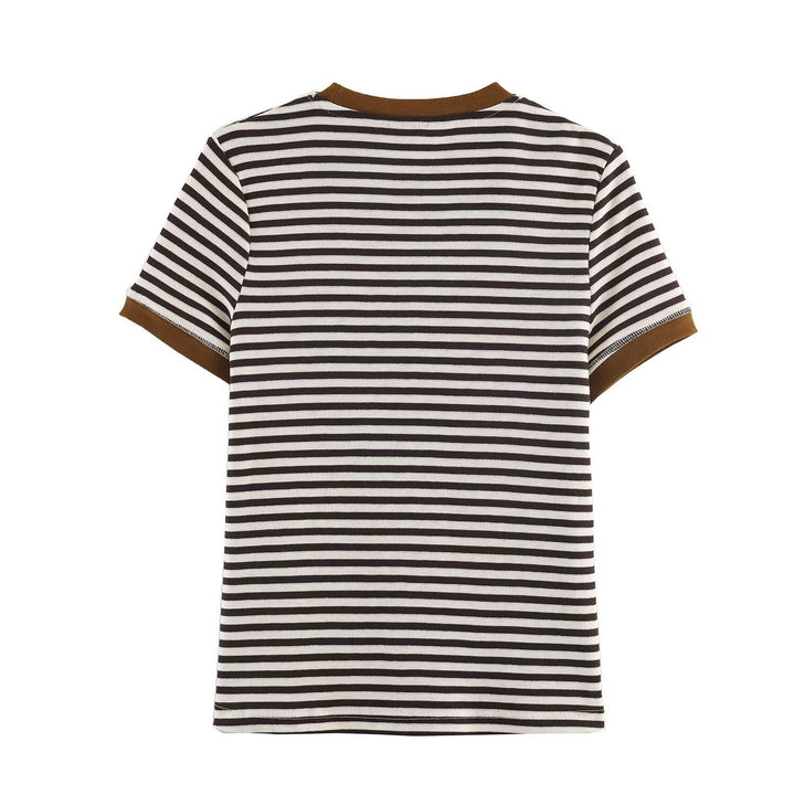 Damen gestreiftes T-Shirt mit kontrastierenden Ärmeln Echo Archiv