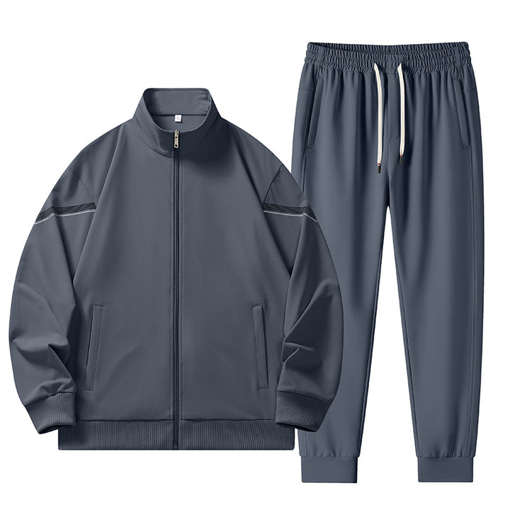 Männer's minimalist performance training set aus atmungsaktivem Funktionsstoff mit Stehkragen und Kordelzug – Marzano