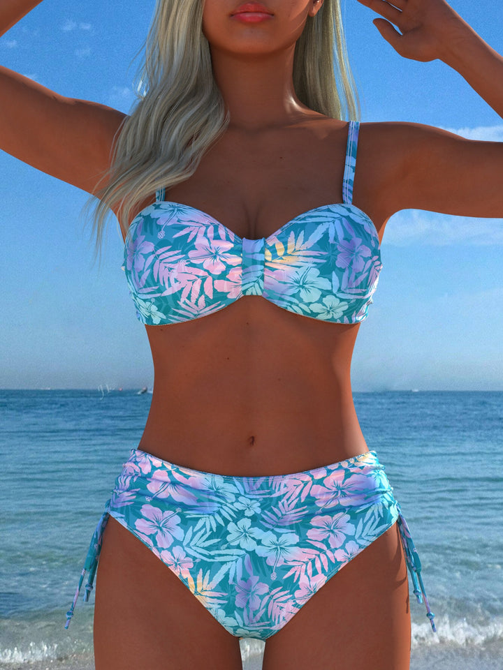 Damen Bikini-Set mit stilvollem Karomuster und goldfarbenen Akzenten Echo Archiv