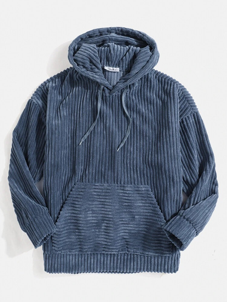 Unisex nan gerippter Samt-Hoodie mit Kapuze und Kängurutasche Echo Archiv